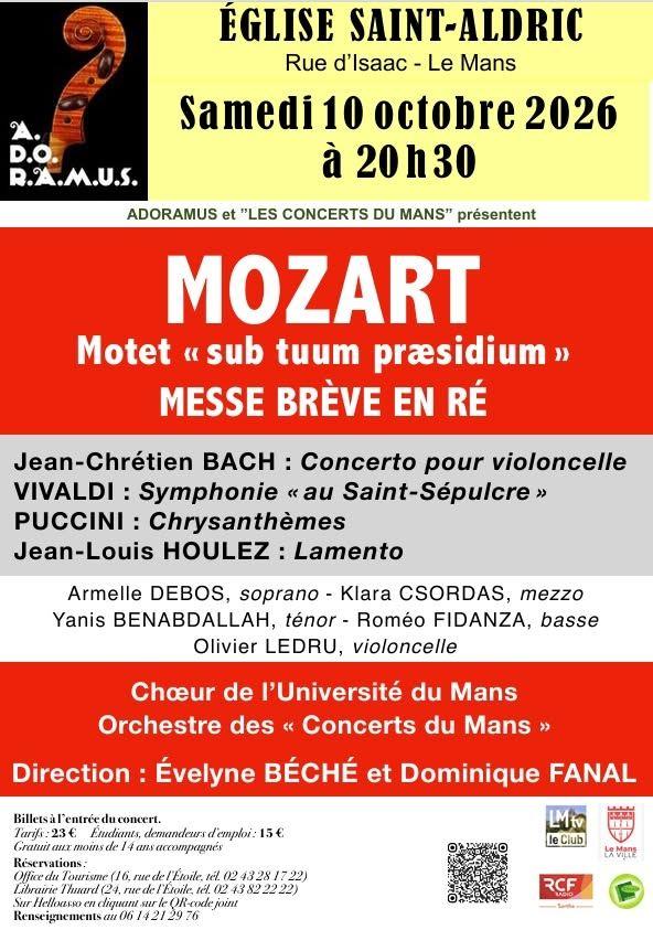 Mozart, messe brève en ré — Adoramus et Les Concerts du Mans